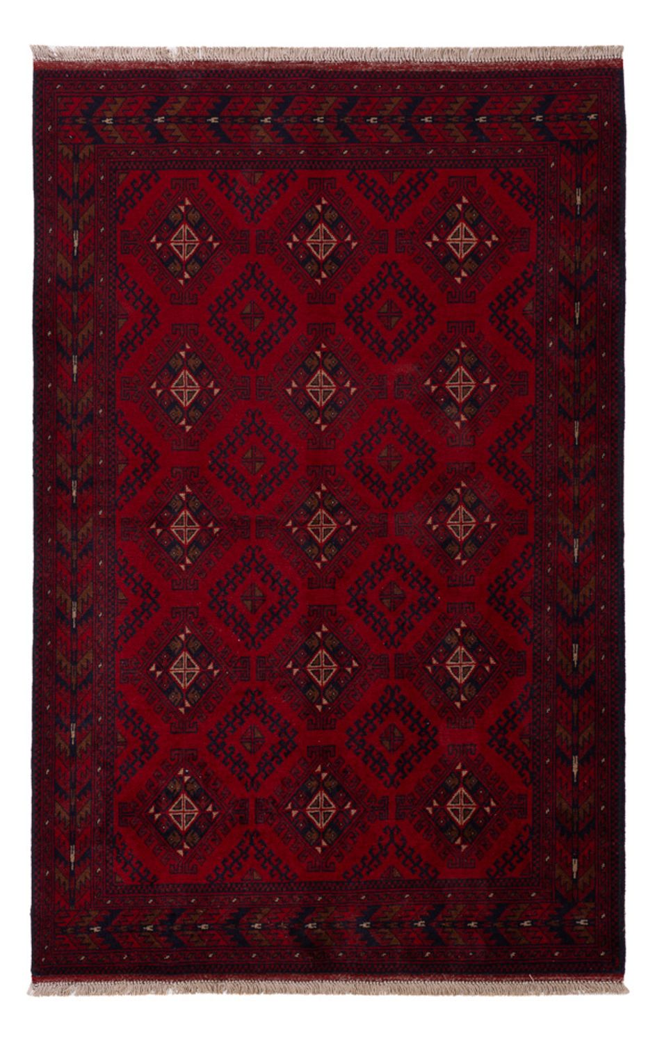 Afghan Teppich - Kunduz - 196 x 129 cm - dunkelrot