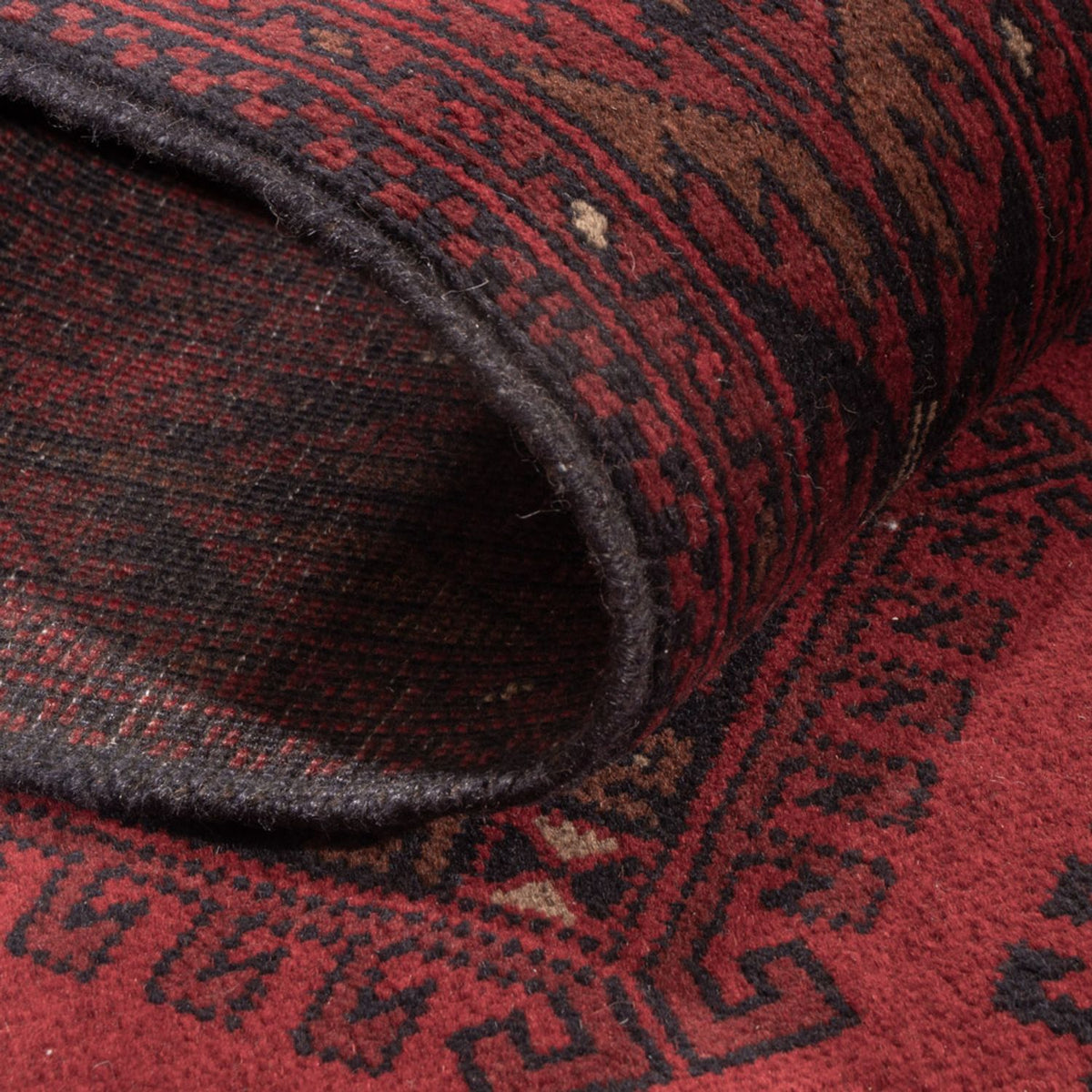 Afghansk tæppe - Kunduz - 196 x 129 cm - mørkerød