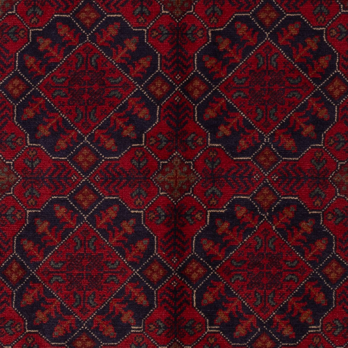 Afghansk tæppe - Kunduz - 196 x 123 cm - mørkerød