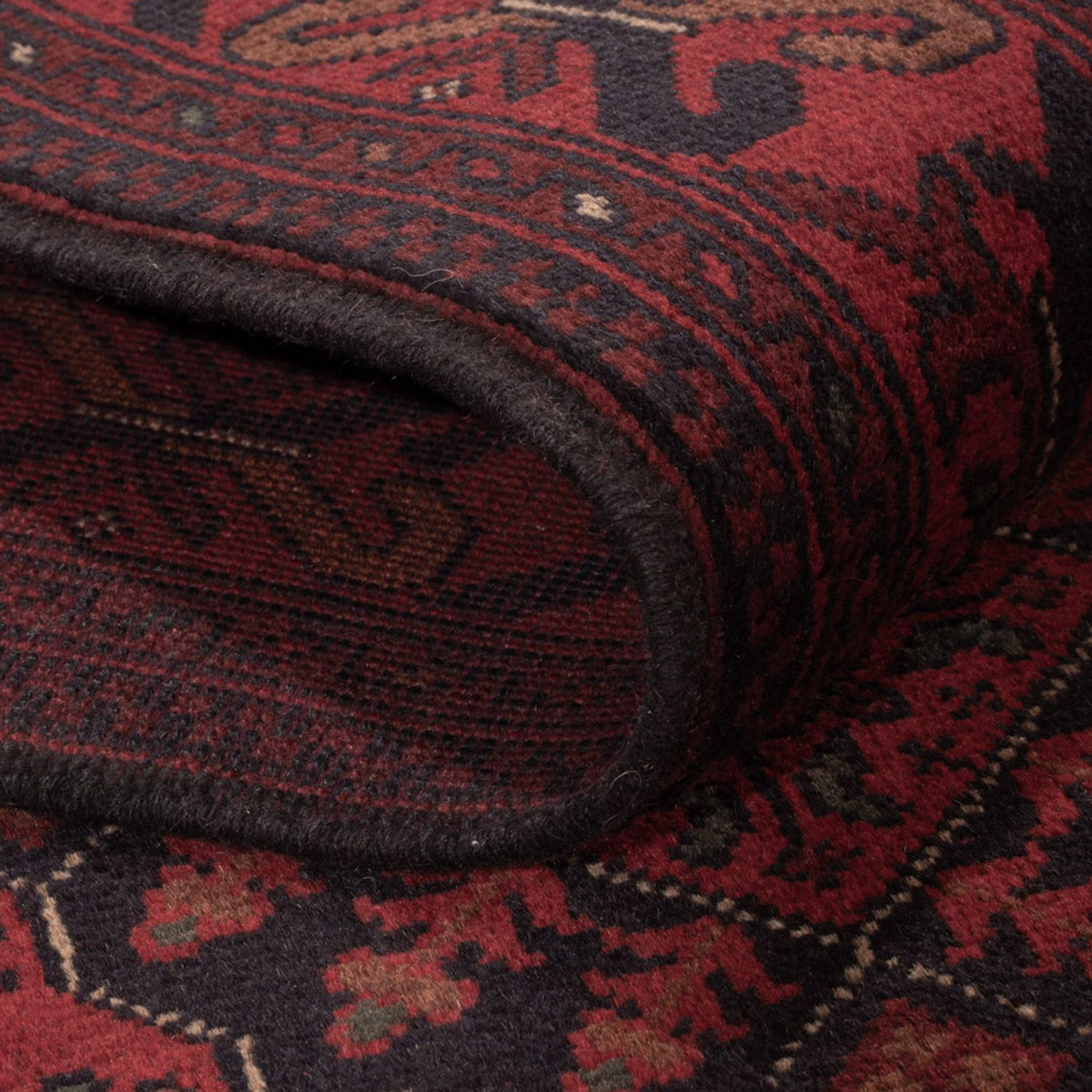 Afghansk tæppe - Kunduz - 196 x 123 cm - mørkerød