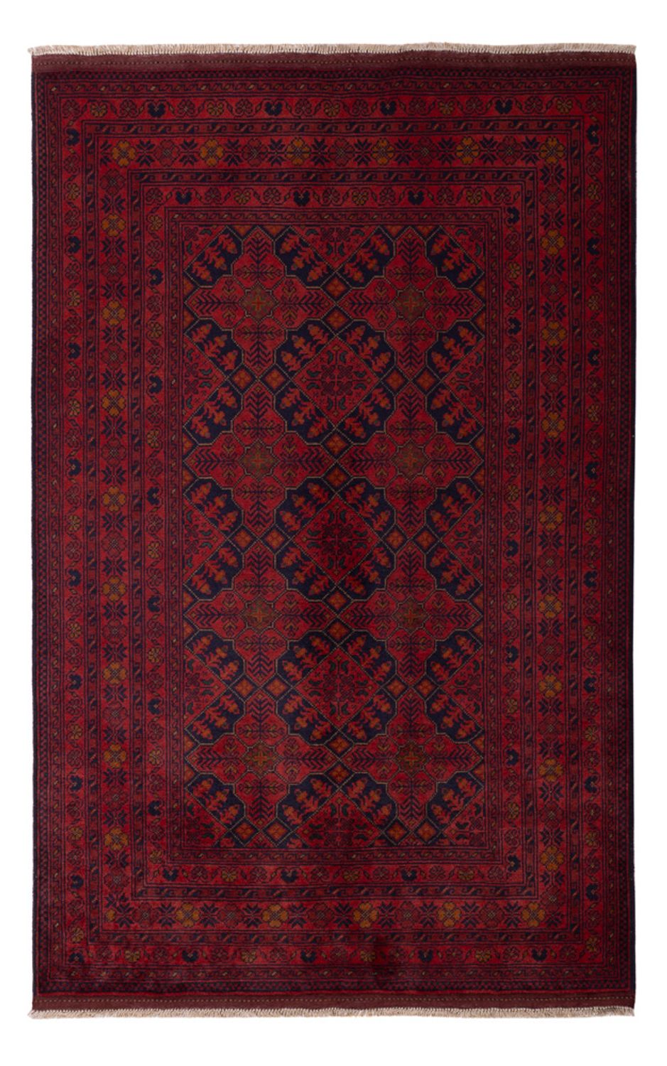 Afghansk tæppe - Kunduz - 193 x 124 cm - mørkerød