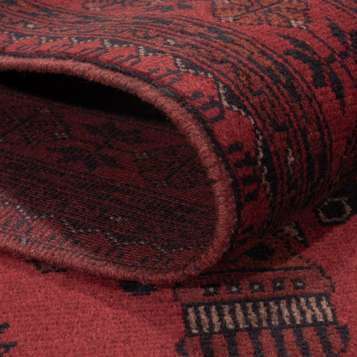 Afghansk tæppe - Kunduz - 190 x 121 cm - mørkerød