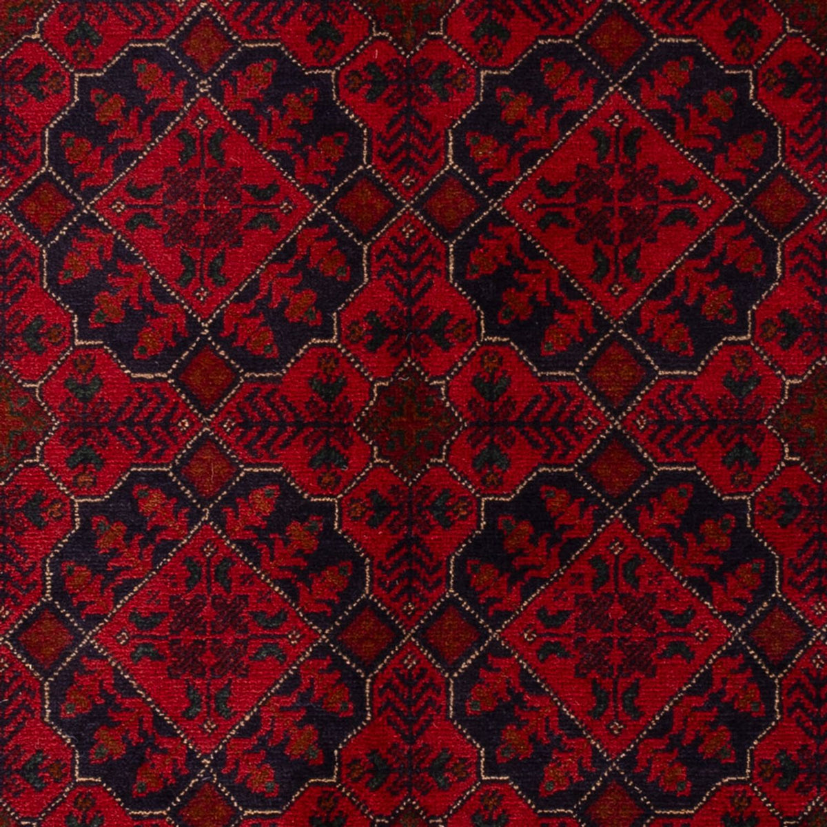 Afghansk tæppe - Kunduz - 195 x 123 cm - mørkerød