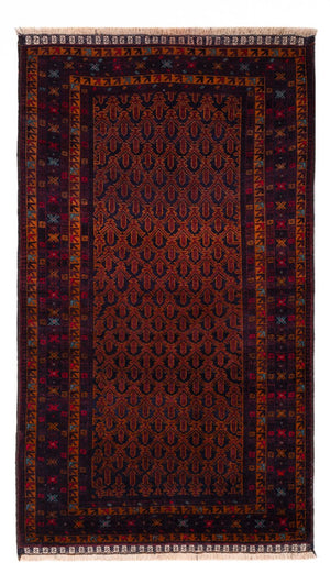 Løber Baluch-tæppe - 200 x 114 cm - mørkerød