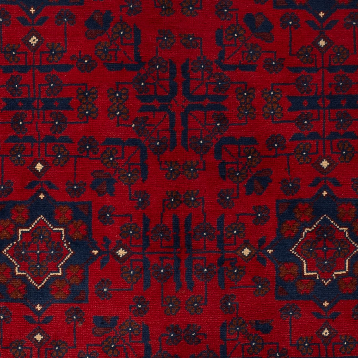 Afghansk tæppe - Kunduz - 194 x 126 cm - mørkerød