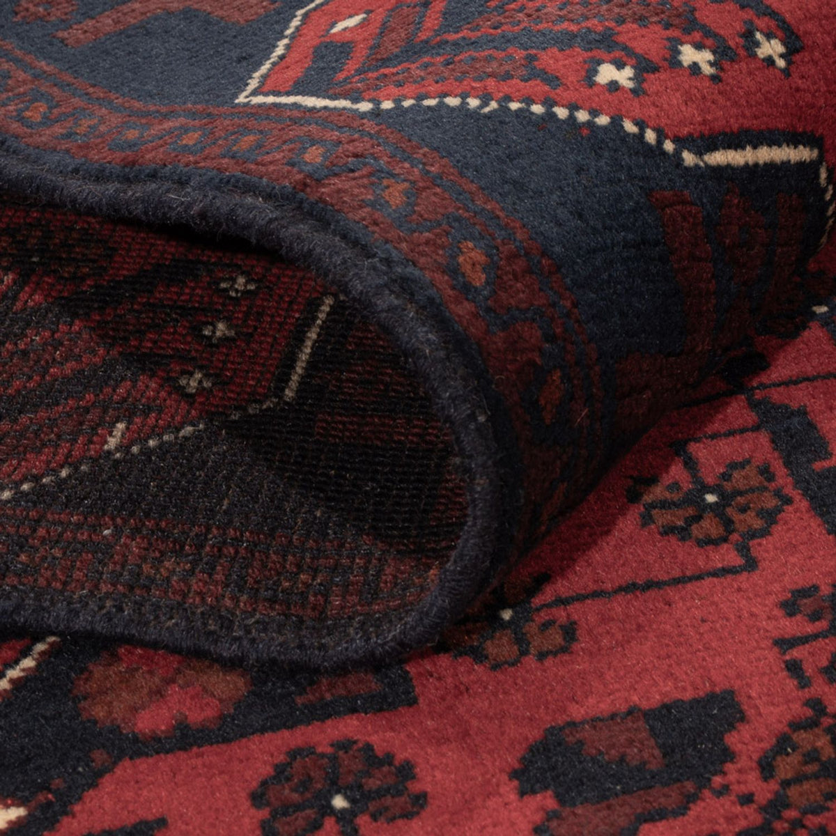 Afghansk tæppe - Kunduz - 194 x 126 cm - mørkerød