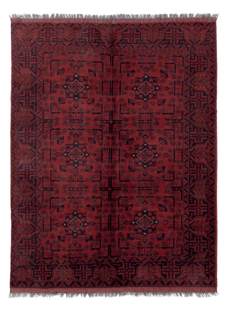 Afghan Teppich - Kunduz - 199 x 154 cm - rot