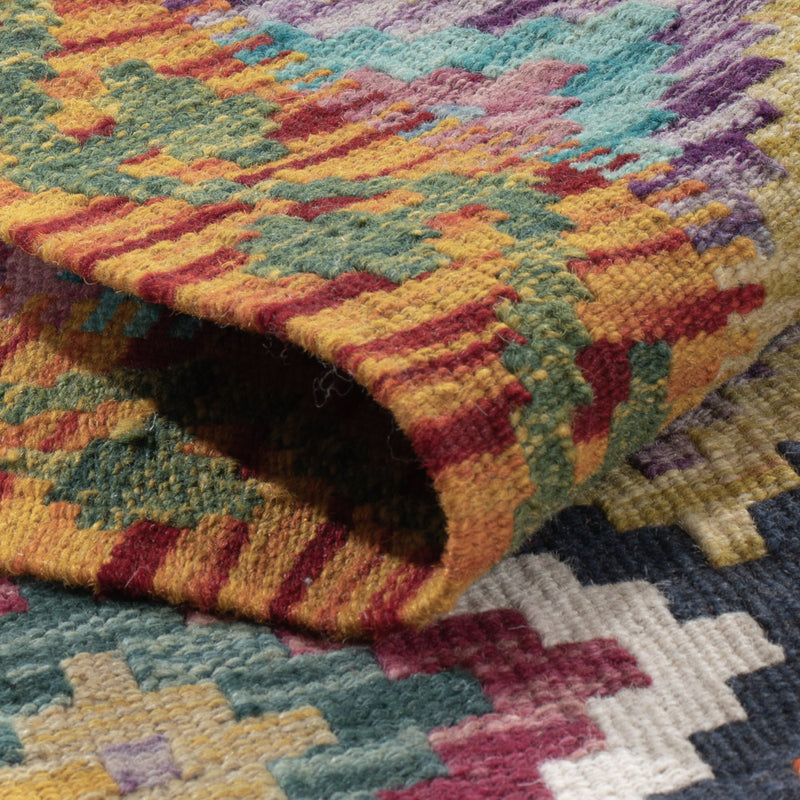 Läufer Kelim - Splash - 197 x 84 cm - mehrfarbig