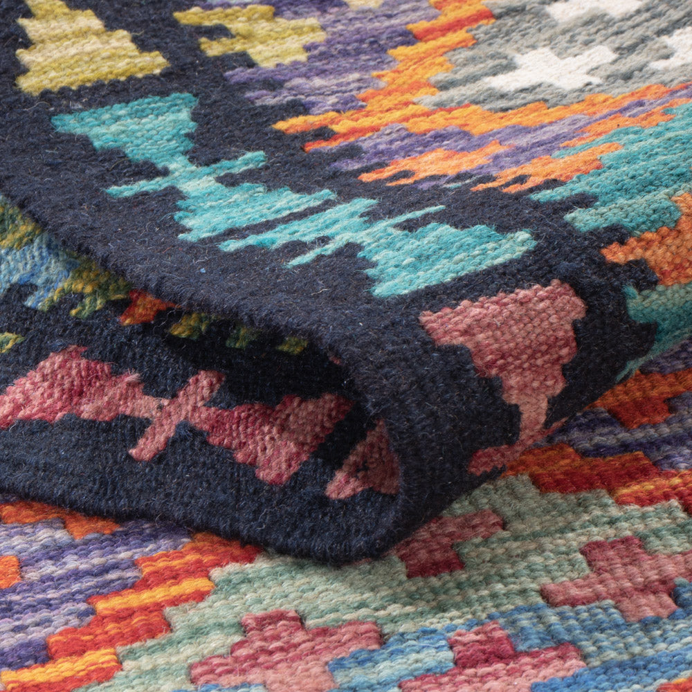 Läufer Kelim - Splash - 202 x 84 cm - mehrfarbig