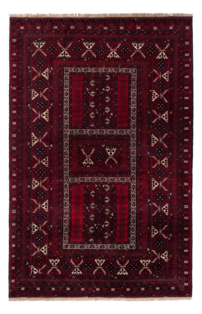 Afghan Teppich - 246 x 159 cm - dunkelrot