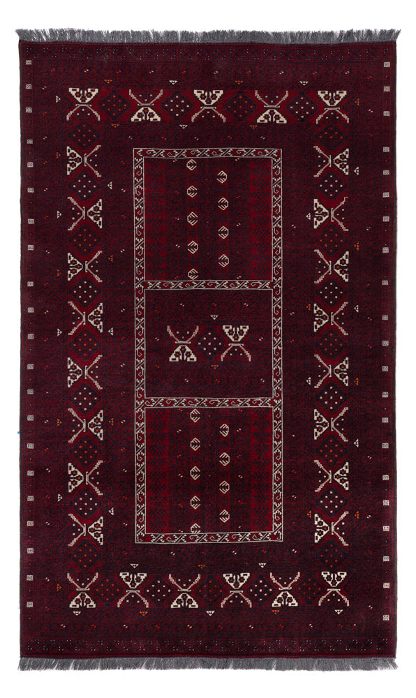 Afghan Teppich - 251 x 149 cm - dunkelrot