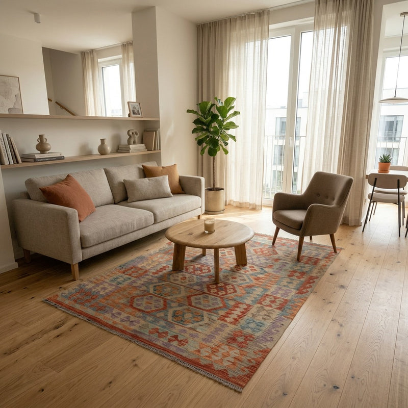 Kilim Maimana Tæppe 192x146cm - Uldtæppe