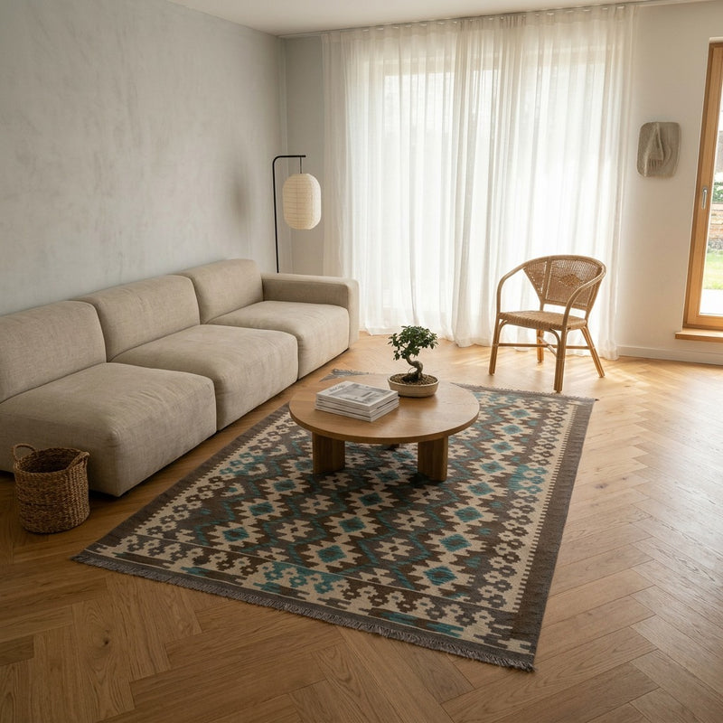 Kilim Maimana Tæppe 190x147cm - Uldtæppe