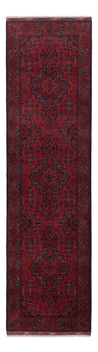 Läufer Afghan - Kunduz - 298 x 81 cm - dunkelrot
