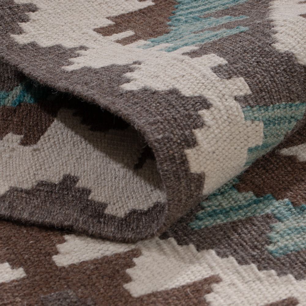 Läufer Kelim - Splash - 300 x 81 cm - dunkelgrün