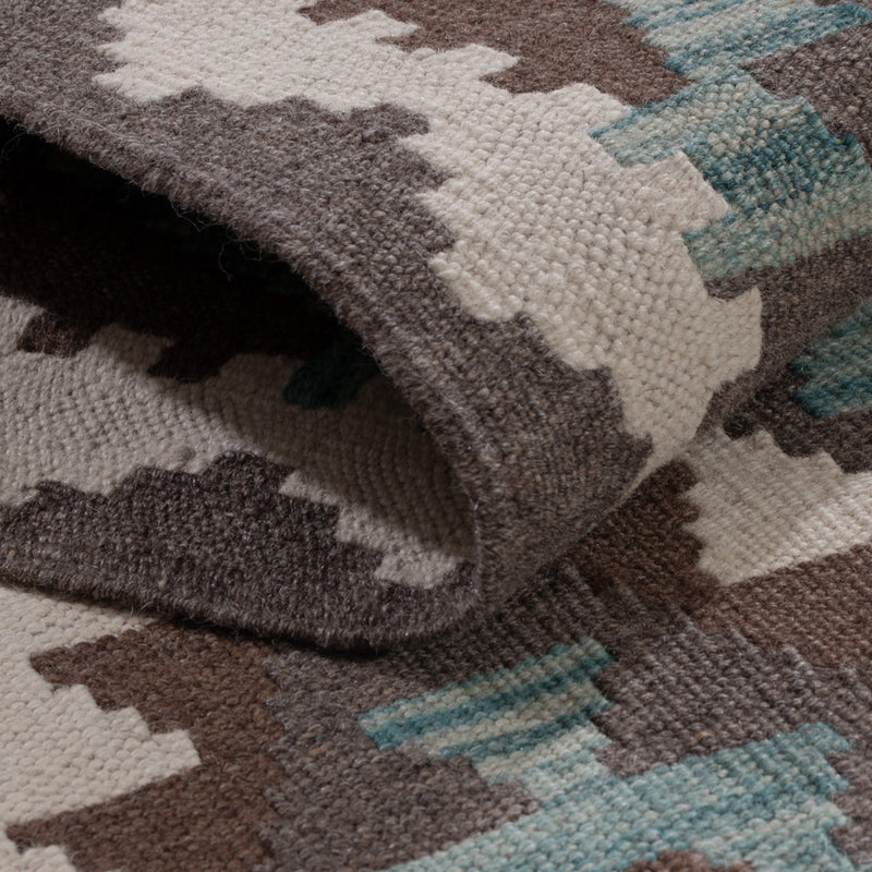 Läufer Kelim - Splash - 303 x 78 cm - dunkelgrün