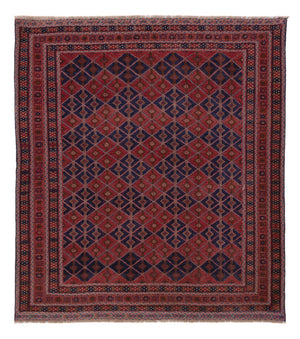 Kelim Teppich - Oriental quadratisch  - 178 x 160 cm - dunkelrot