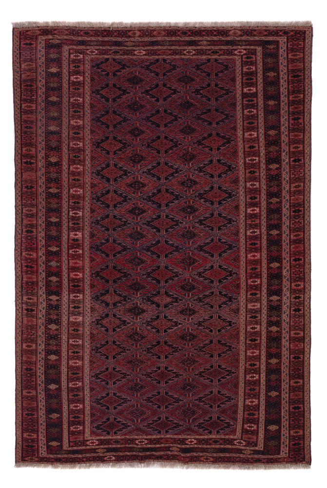 Kelim Teppich - Oriental - 221 x 146 cm - dunkelrot