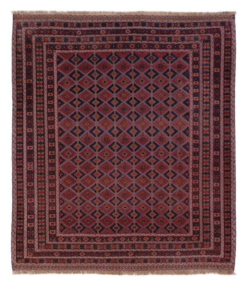 Kelim Teppich - Oriental quadratisch  - 183 x 158 cm - dunkelrot