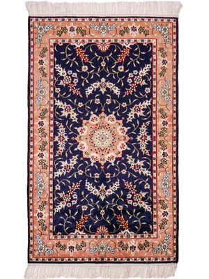 Silketæppe - China Silk - 123 x 77 cm - mørkeblå