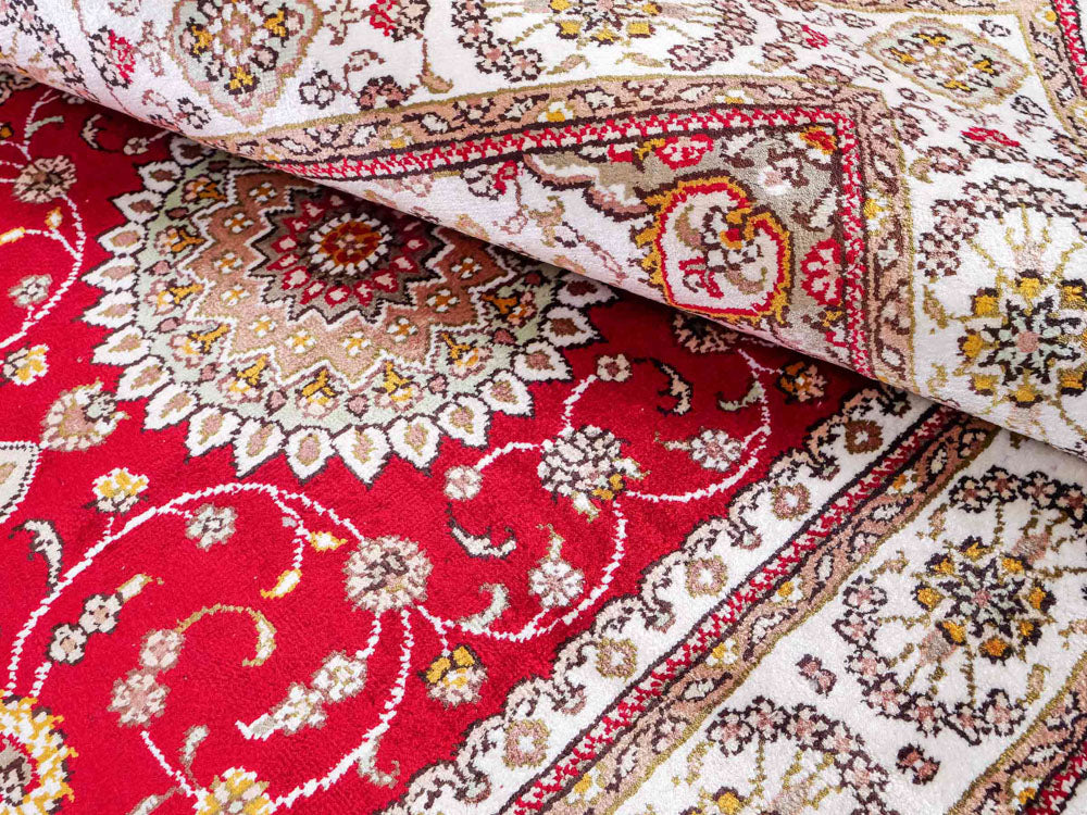 Silketæppe - China Silk - 120 x 77 cm - rød