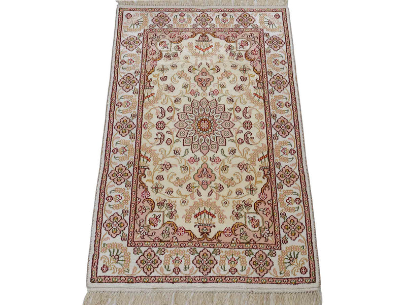 Seidenteppich - China Seide - 89 x 60 cm - hellbeige