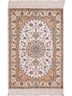Silketæppe - China Silk - 91 x 61 cm - beige