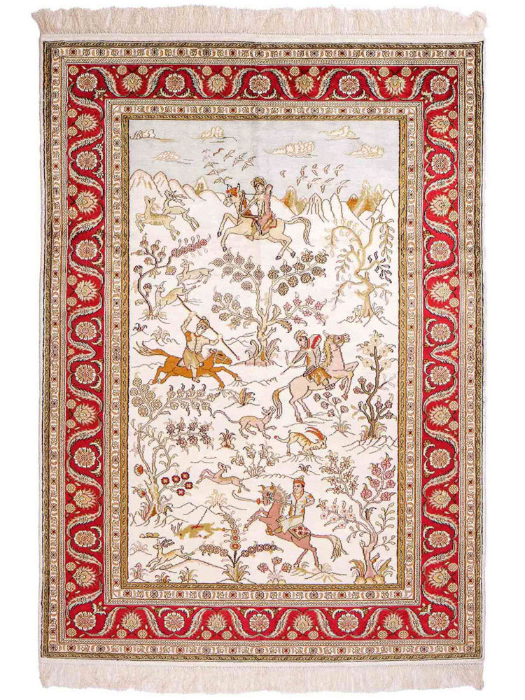 Seidenteppich - China Seide - 184 x 125 cm - beige