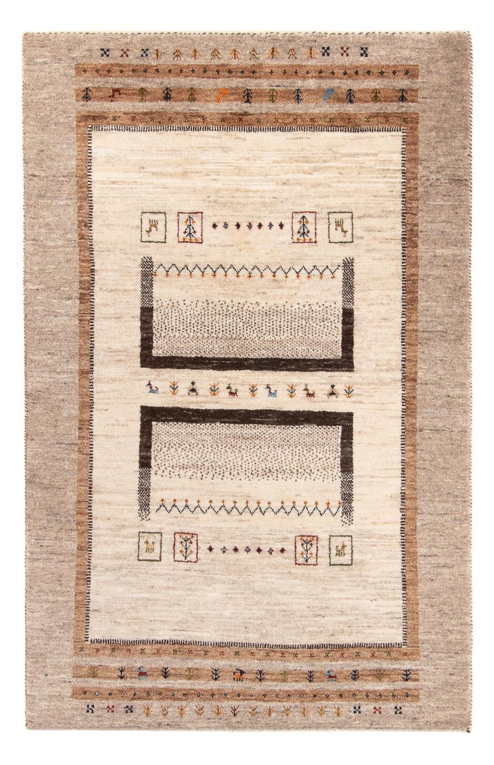 Gabbeh Tæppe - Loribaft Persisk - 157 x 98 cm - natur