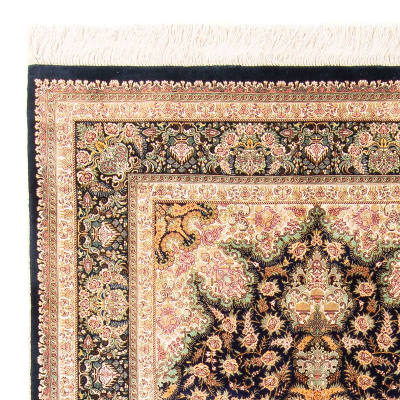 Silketæppe - Ghom Silk - Premium - 152 x 102 cm - mørkeblå