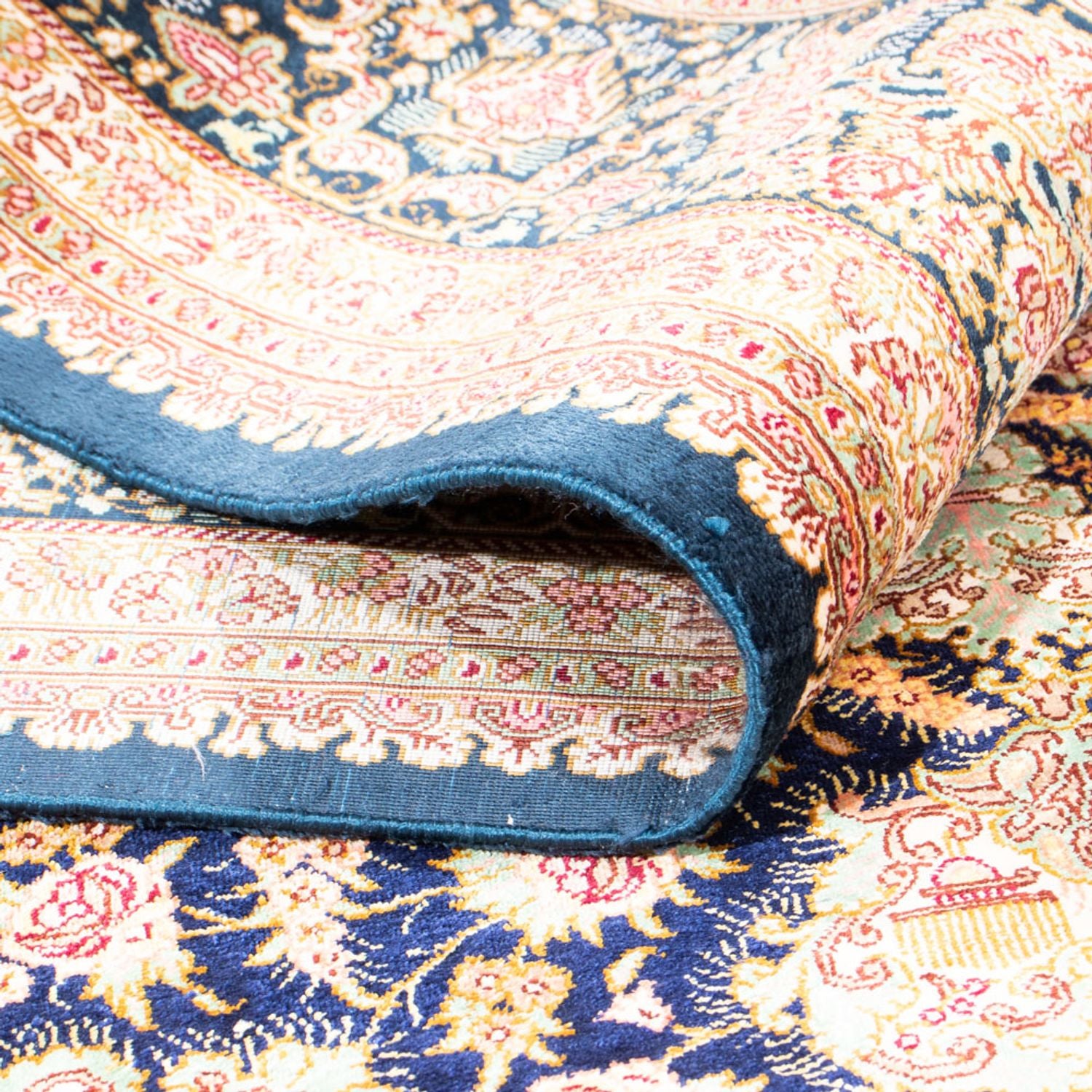 Silketæppe - Ghom Silk - Premium - 152 x 102 cm - mørkeblå