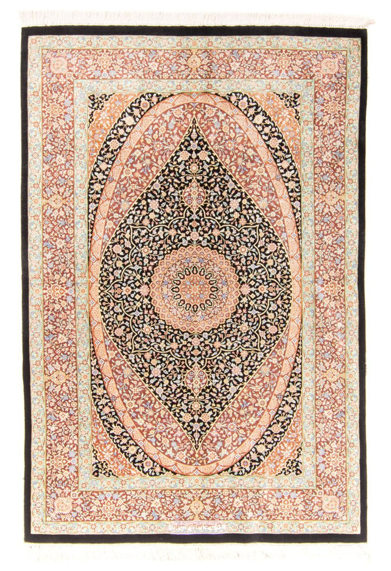 Silketæppe - Ghom Silk - Premium - 154 x 101 cm - mørkeblå