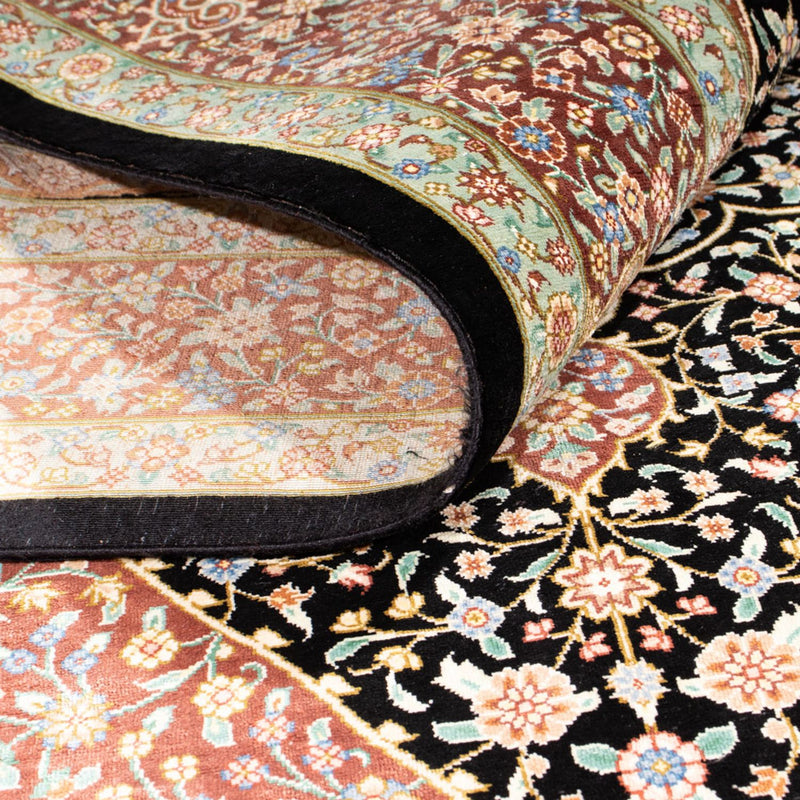 Silketæppe - Ghom Silk - Premium - 154 x 101 cm - mørkeblå