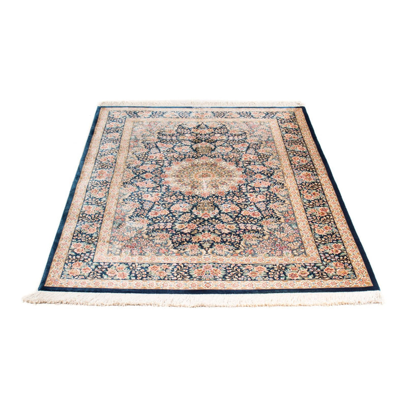 Silketæppe - Ghom Silk - Premium - 152 x 100 cm - mørkeblå