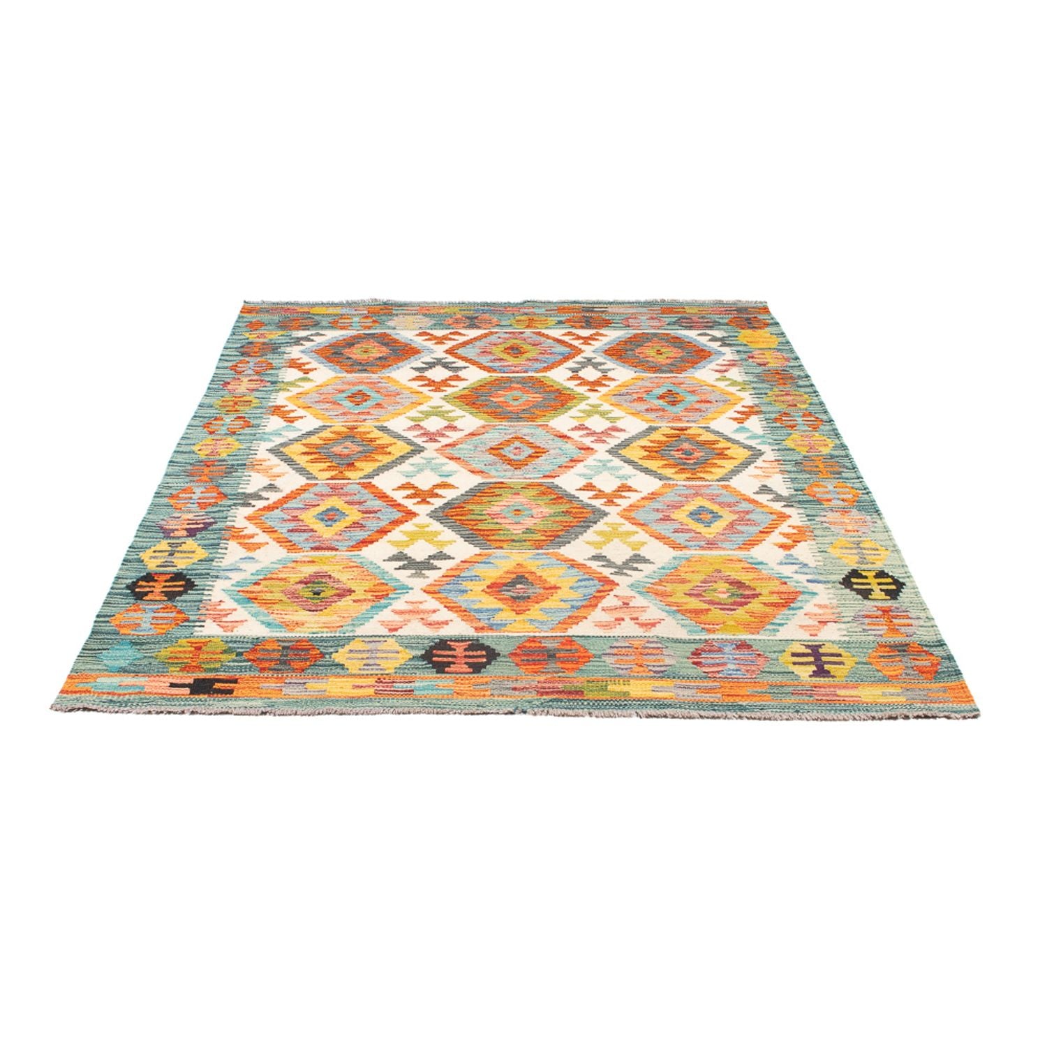 Kelim Carpet - Splash - 182 x 126 cm - flerfarvet