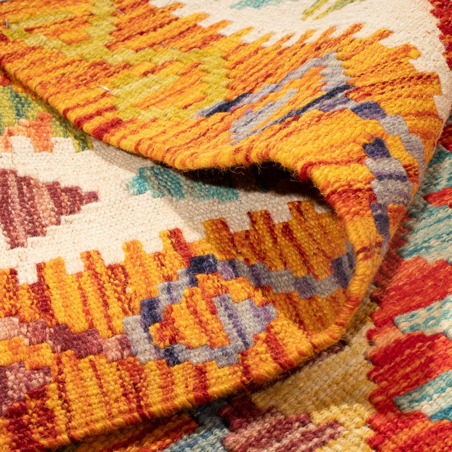 Kelim Carpet - Splash - 190 x 123 cm - flerfarvet