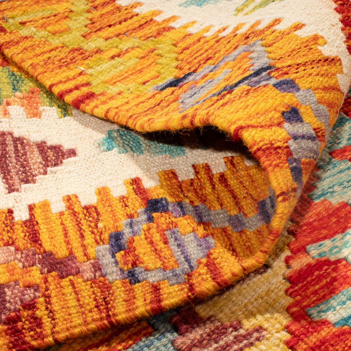 Kelim Carpet - Splash - 190 x 123 cm - flerfarvet