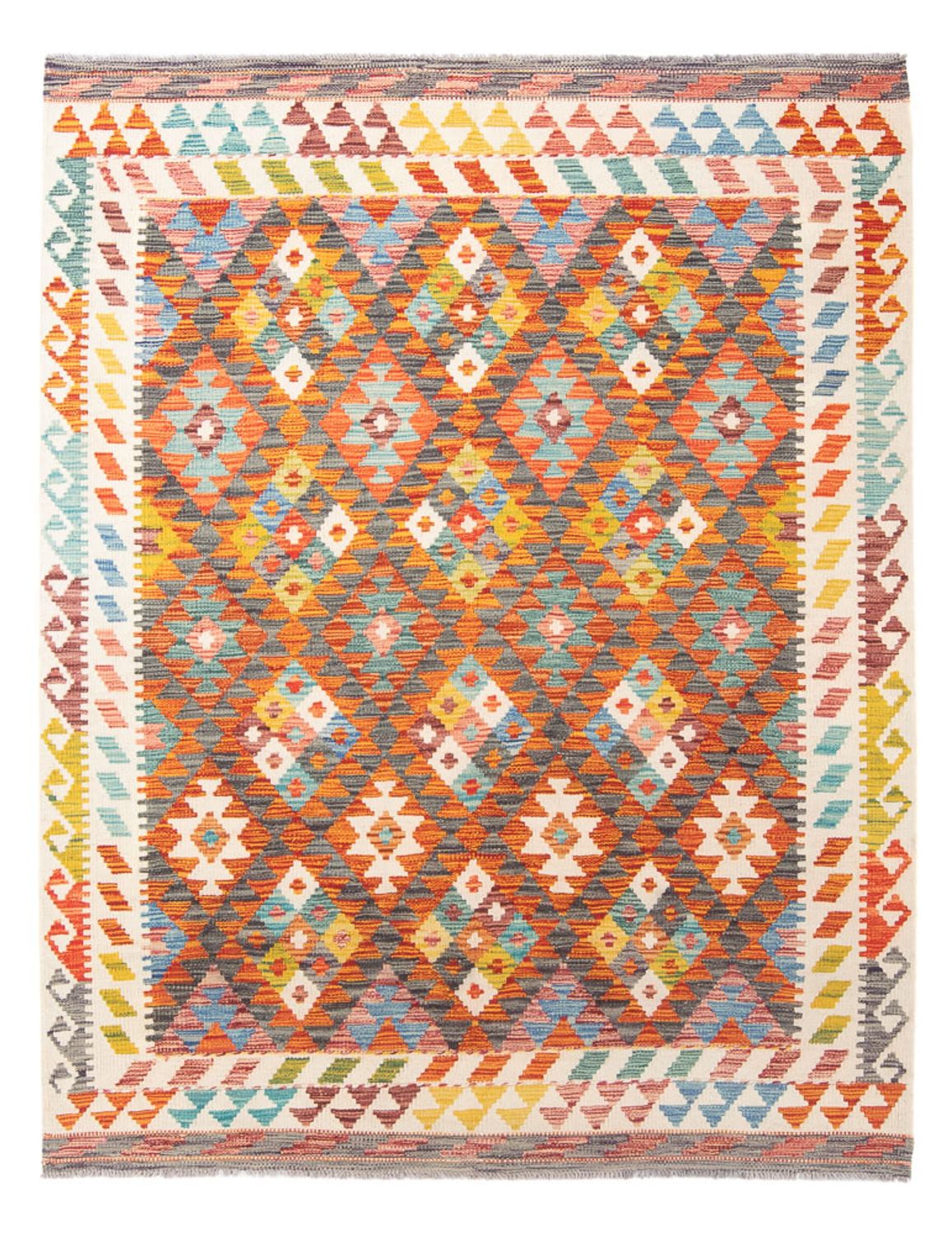 Kelim Carpet - Splash - 195 x 156 cm - flerfarvet