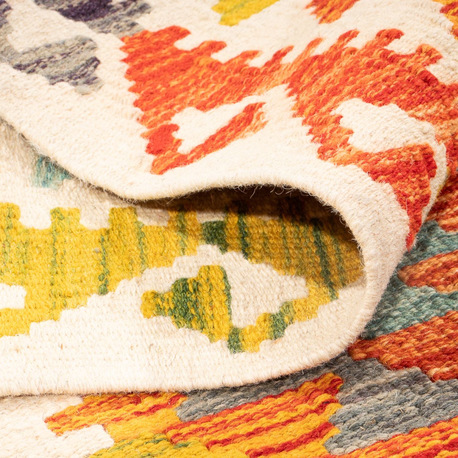 Kelim Carpet - Splash - 195 x 156 cm - flerfarvet
