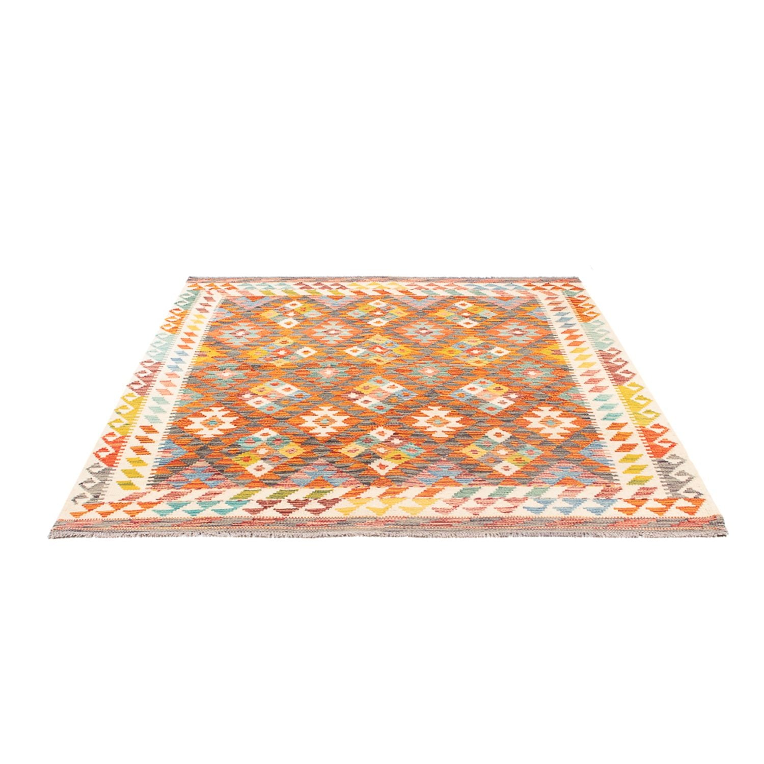 Kelim Carpet - Splash - 195 x 156 cm - flerfarvet