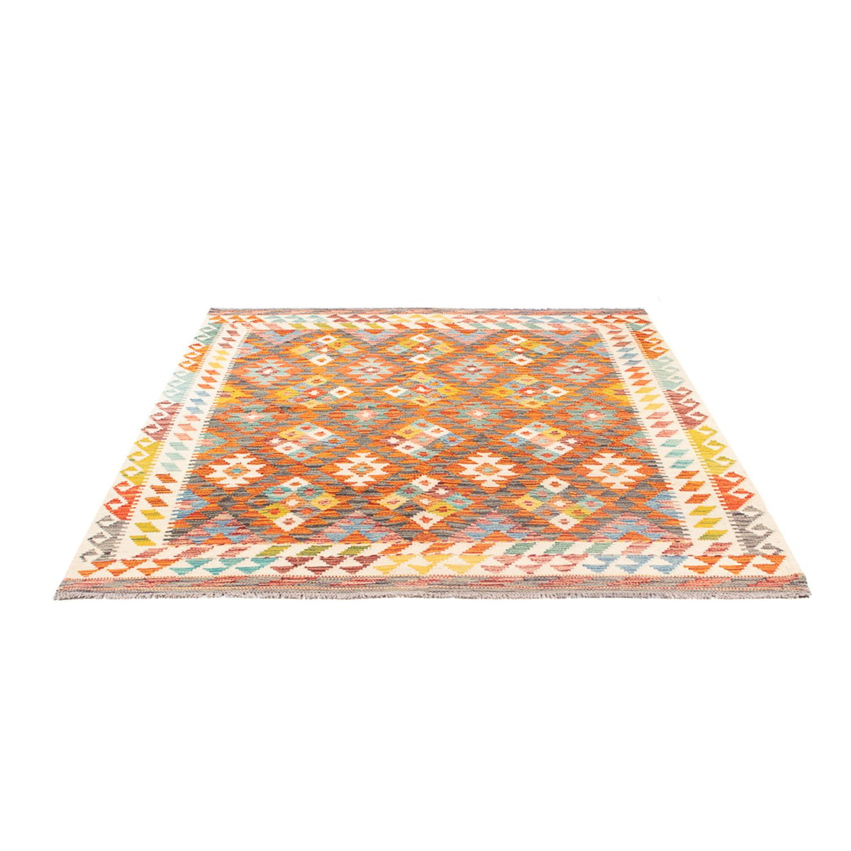 Kelim Carpet - Splash - 195 x 156 cm - flerfarvet
