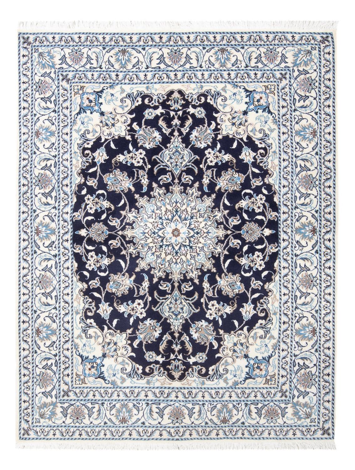Persisk tæppe - Nain - 202 x 144 cm - mørkeblå
