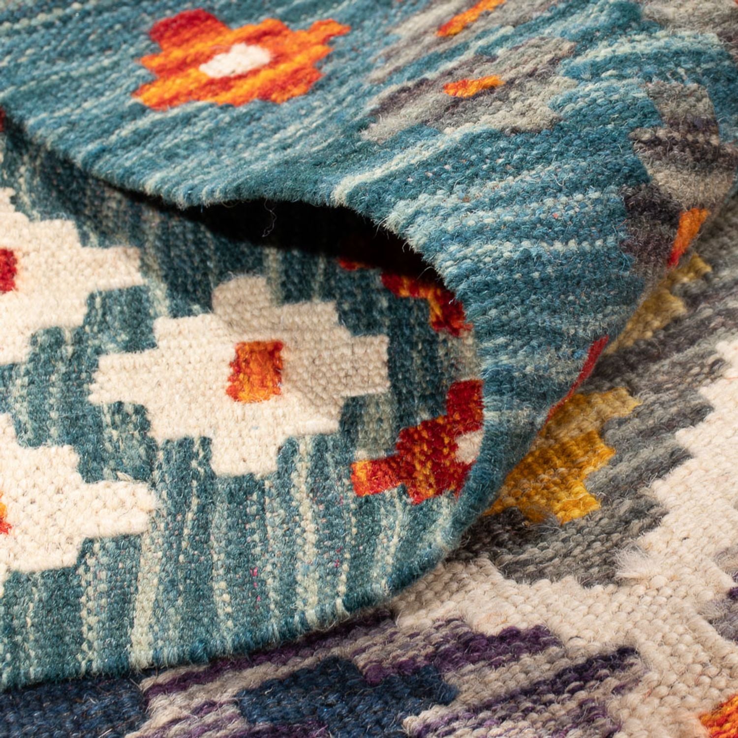 Kelim Carpet - Splash - 152 x 103 cm - flerfarvet