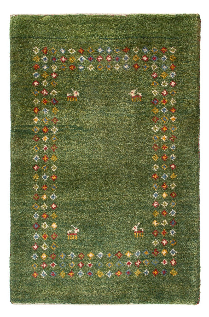 Gabbeh-tæppe - Persisk - 89 x 62 cm - havgrønt