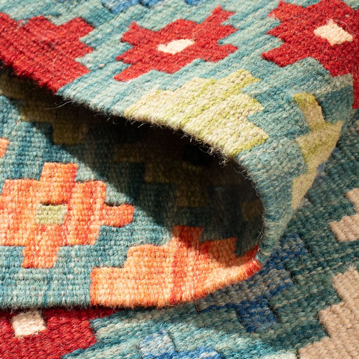 Kelim Carpet - Splash firkantet  - 88 x 90 cm - flerfarvet