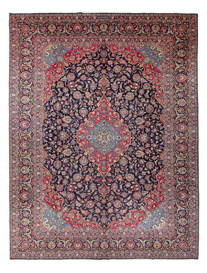 Persisk tæppe - Keshan - Antik - 410 x 298 cm - mørkeblå