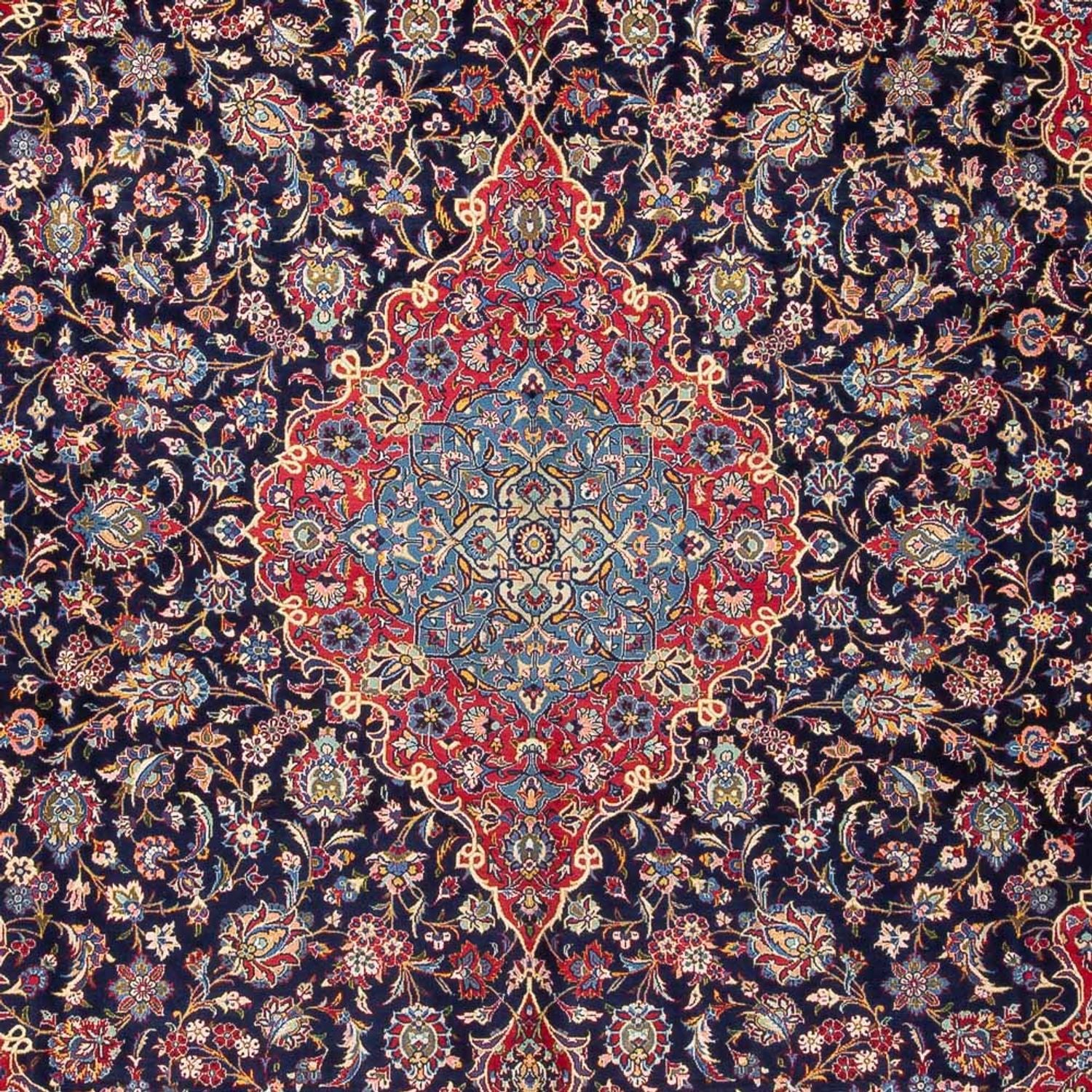 Persisk tæppe - Keshan - Antik - 410 x 298 cm - mørkeblå