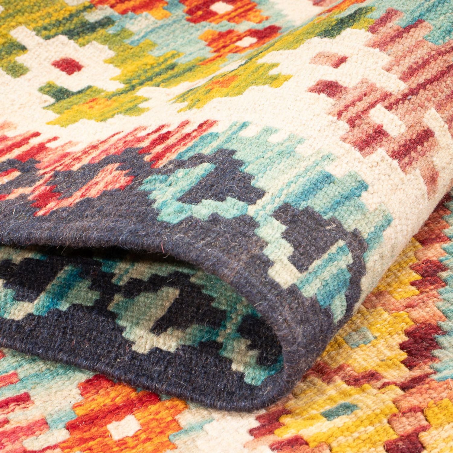 Løber Kelim Carpet - Splash - 280 x 85 cm - flerfarvet