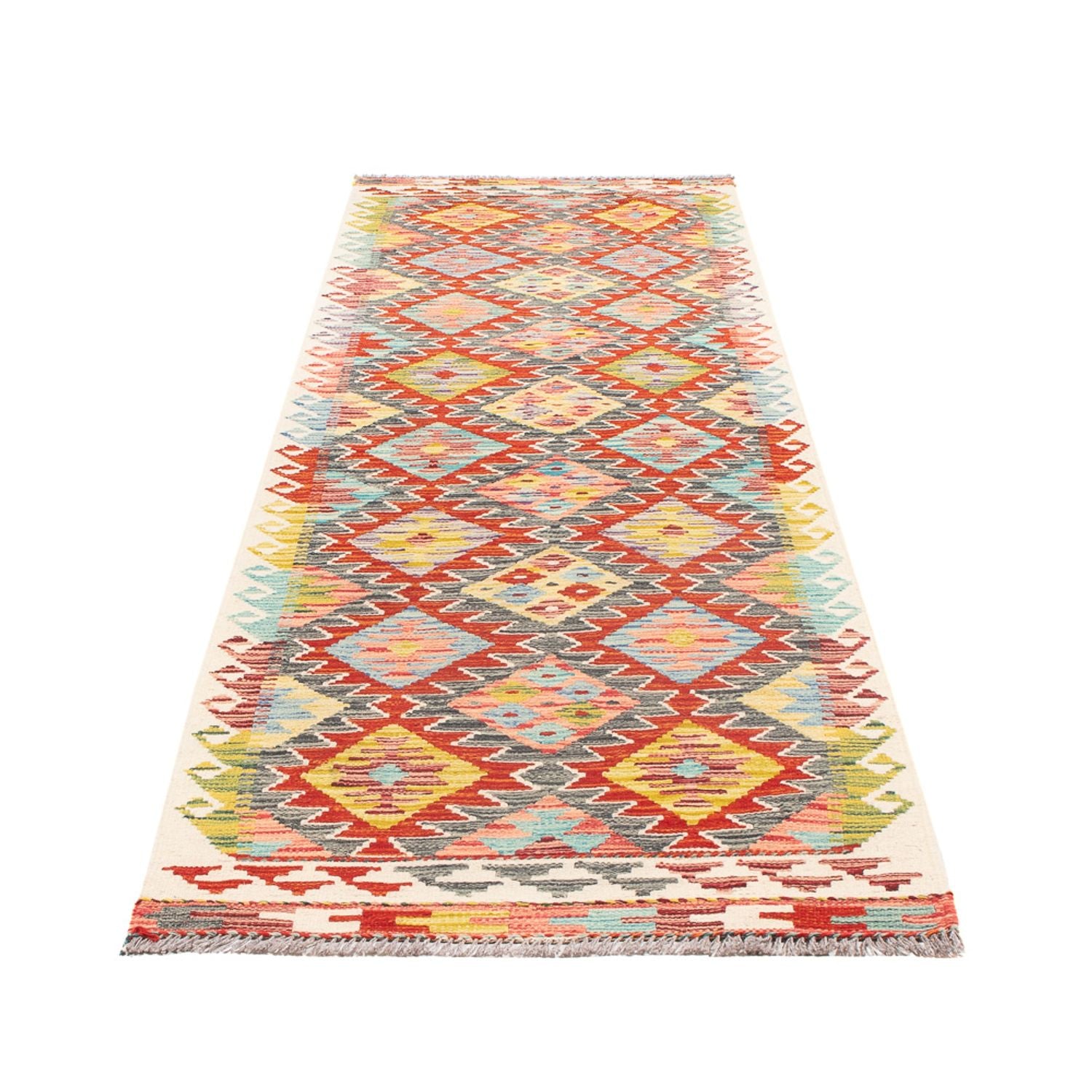 Løber Kelim Carpet - Splash - 286 x 78 cm - flerfarvet