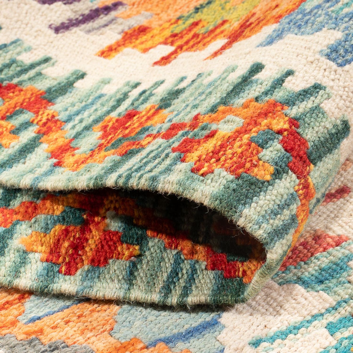 Løber Kelim Carpet - Splash - 297 x 80 cm - flerfarvet